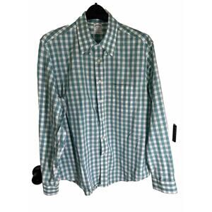 Men’s Brooks Brothers Regent Non Iron Size Large Green/white Cotton
